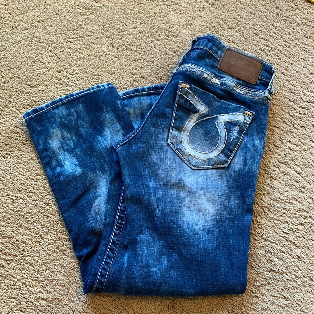Big Star acid wash bright blue Capri jean size 25